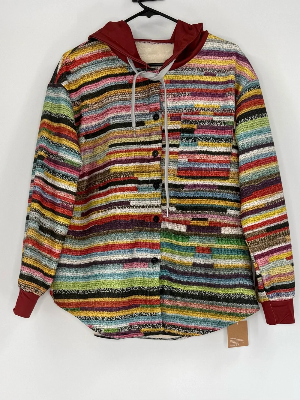 Noracora Colorful Southwestern Knit Fleece Lined Hooded Shacket Jacket, M, NWT‎